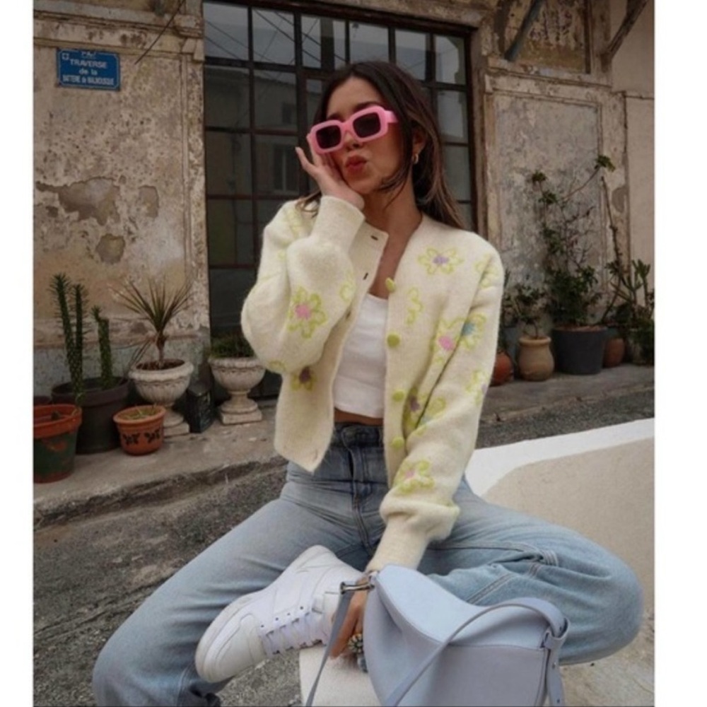 Zara Colorful Floral Embroidered Cardigan - Picture 2 of 11